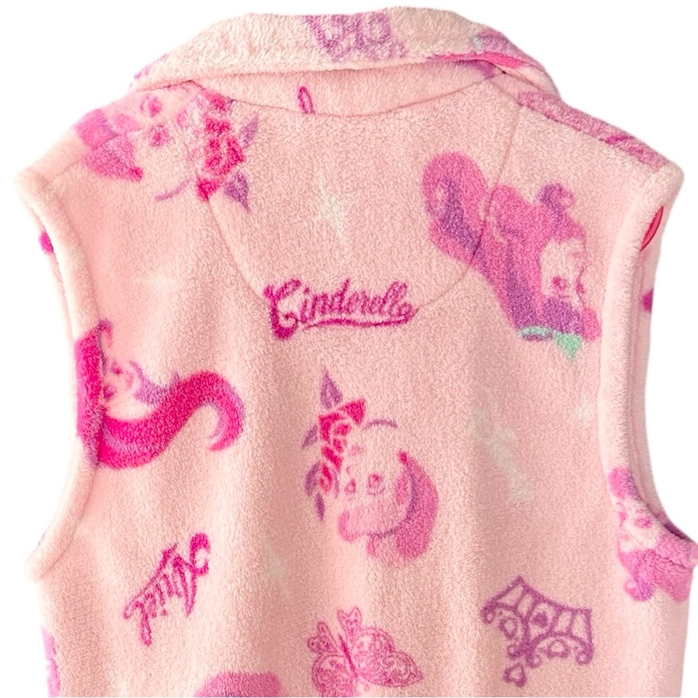 ‼️Sold‼️Disney Japan Princesses Plush Pink Purple Button Up Vest Girls Size 10 - Picture 6 of 7